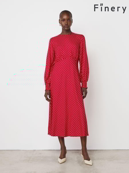 Finery Red Kimmy Polka Dot Midi Dress (AP0578) | € 76