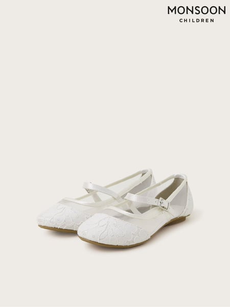 Monsoon White Communion Lace Ballerinas Flats (AP0666) | € 39 - € 45