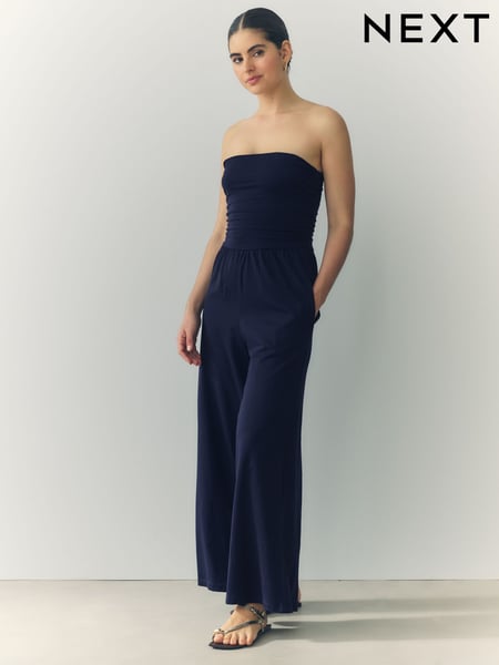 Navy Blue Bandeau Jersey 100% Cotton Jumpsuit (AP0858) | € 52
