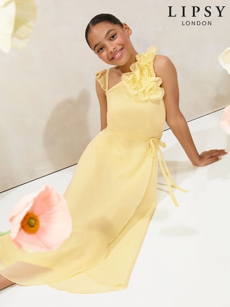 Lipsy Buttermilk Yellow Teen One Shoulder Corsage Occasion Dress (10-16yrs) (AP0880) | € 70 - € 80
