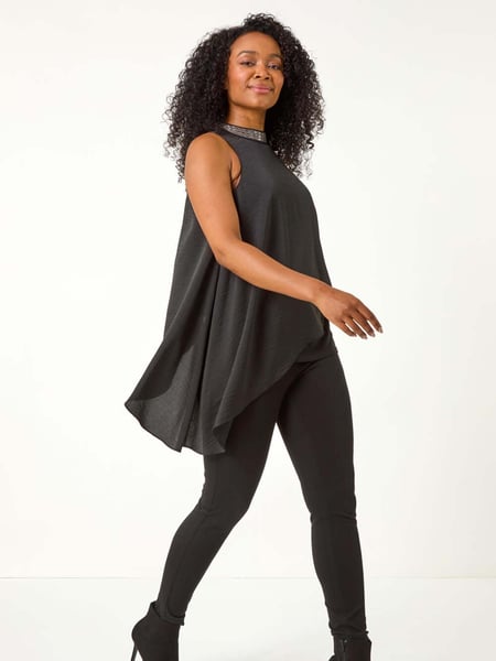 Roman Black Petite Hotfix Asymmetric Top (AP0908) | € 66