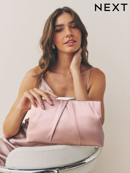 Pink Satin Pleat Clutch Bag (AP2438) | € 36