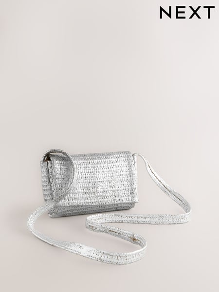 Silver Weaved Straw Look Cross-Body Bag (AP2506) | € 49