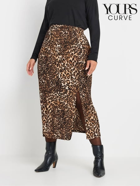 Yours Curve Natural Leopard Print Structured Skirt (AP4039) | € 42