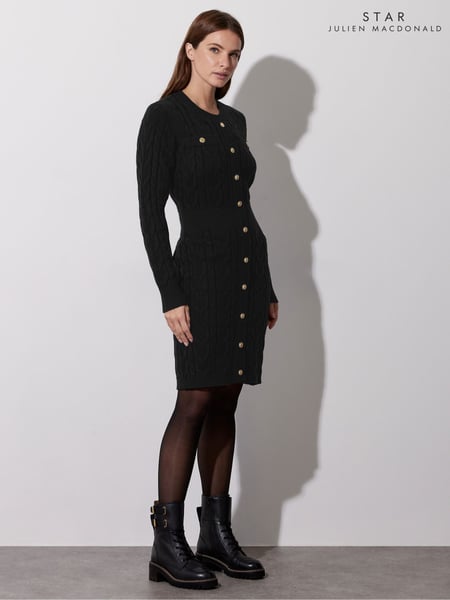 Star by Julien MacDonald Black Cable Button Knitted Dress (AP4232) | € 101