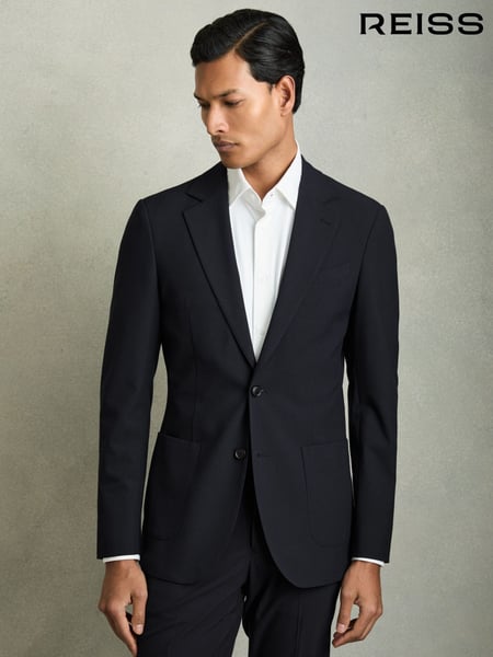 Reiss Navy Found Single-Breasted Stretch Suit Blazer Slim-Fit (AP4336) | € 387