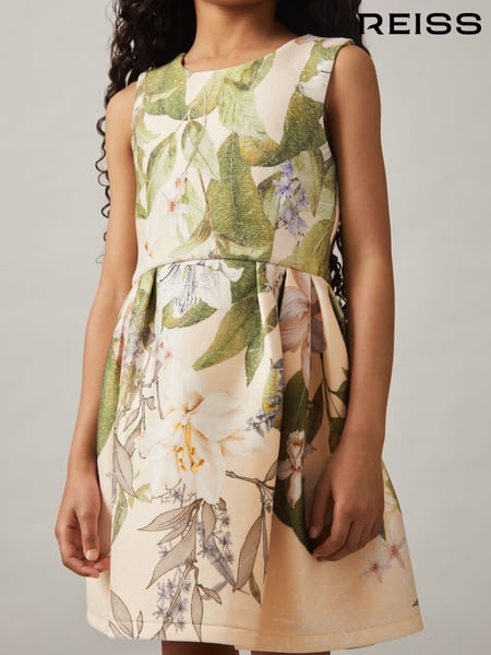 Reiss Pink Print Trinny 9-13 yrs Floral Scuba Sleeveless Dress (AP4338) | € 78