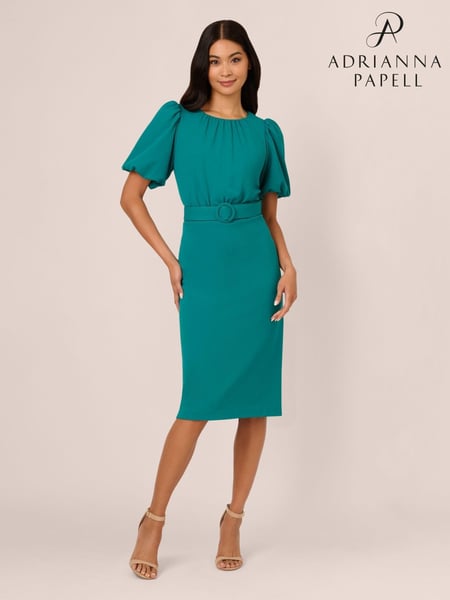 Adrianna Papell Blue Crepe Belted Sheath Dress (AP4518) | € 116