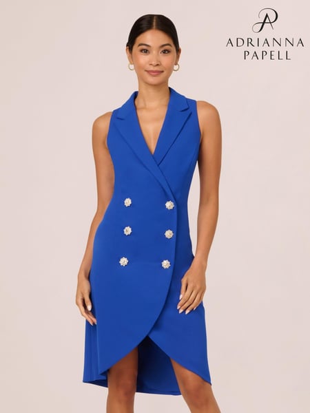 Adrianna Papell Blue Jewel Tuxedo Short Dress (AP4523) | € 139