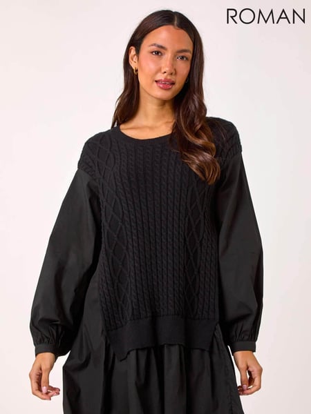 Roman Black 2 in 1 Yoke Knitted Jumper (AP5718) | € 78