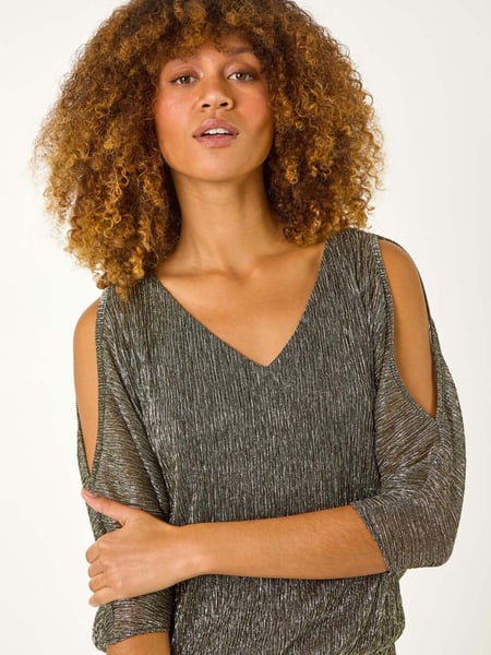 Roman Metallic Plisse Banded Hem Top (AP5888) | € 62