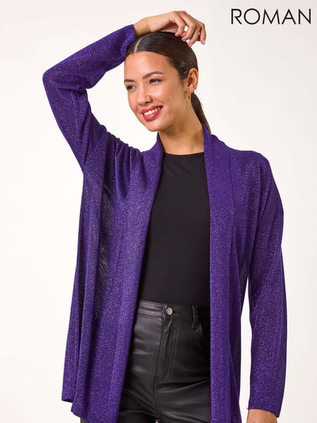 Roman Purple Shimmer Longline Knit Cardigan (AP5981) | € 56