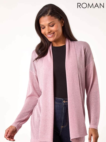 Roman Pink Shimmer Longline Knit Cardigan (AP5993) | € 56