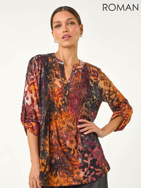 Roman Orange Textured Jersey Pintuck Shirt (AP6048) | € 66