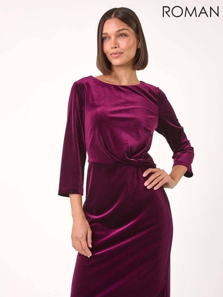 Roman Red Velvet Bodycon Midi Dress (AP6078) | € 101