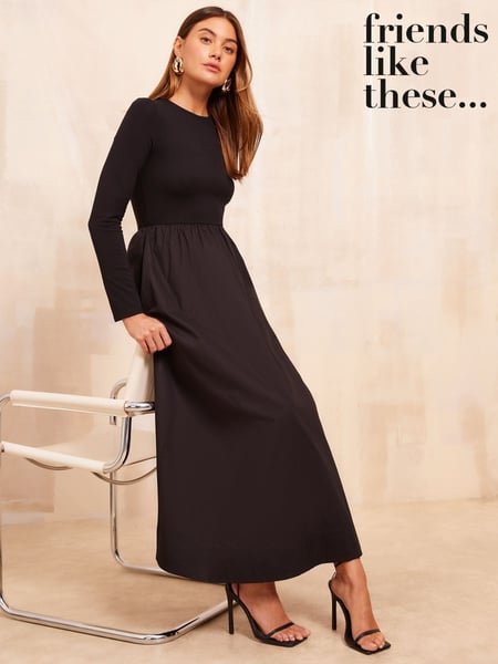 Friends Like These Black Petite Long Sleeve Midi Dress (AP6116) | € 61