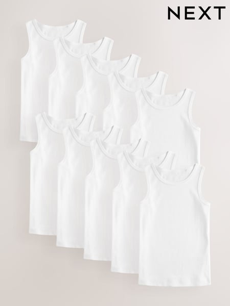 White 100% Cotton Vests 10 Pack (1.5-16yrs) (AP6974) | € 28 - € 38