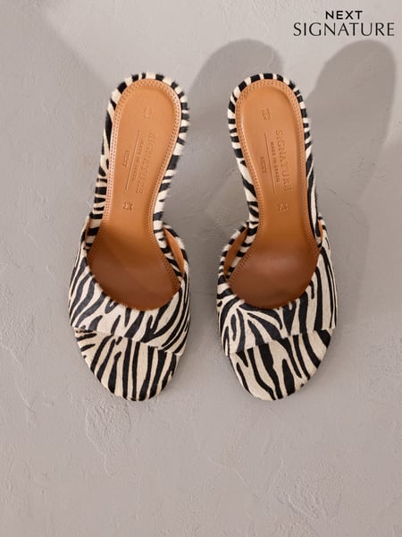 Zebra Signature Premium Leather Suede Open Toe Mules (AP7233) | € 109