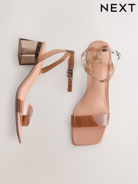 Camel Nude Forever Comfort® Square Toe Vinyl Low Block Sandals (AP7234) | € 49