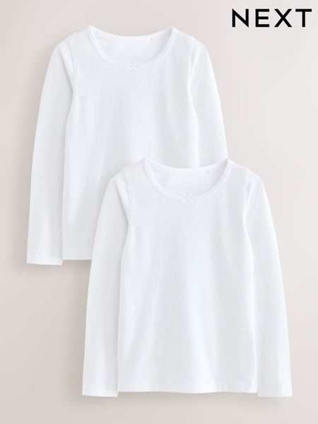 White Long Sleeve Vests 2 Pack (1.5-12yrs) (AP7809) | € 11 - € 14