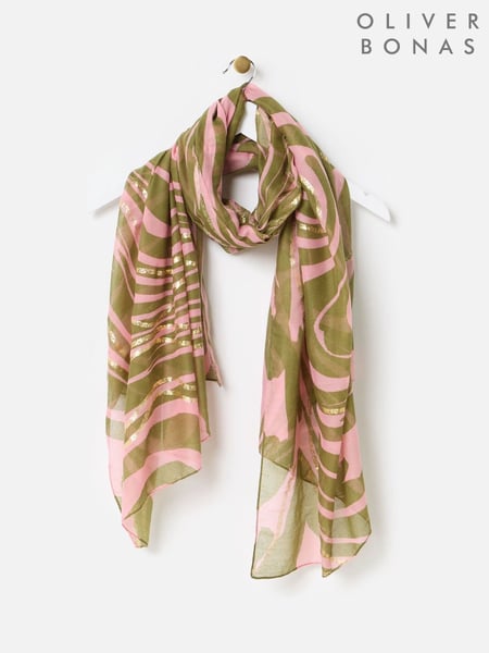 Oliver Bonas Pink & Green Swirl Foil Scarf (AP8263) | € 17