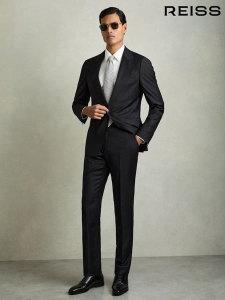 Reiss Navy Oscar Regular-Fit Single-Breasted Wool-Blend Suit Blazer (AP8478) | € 515