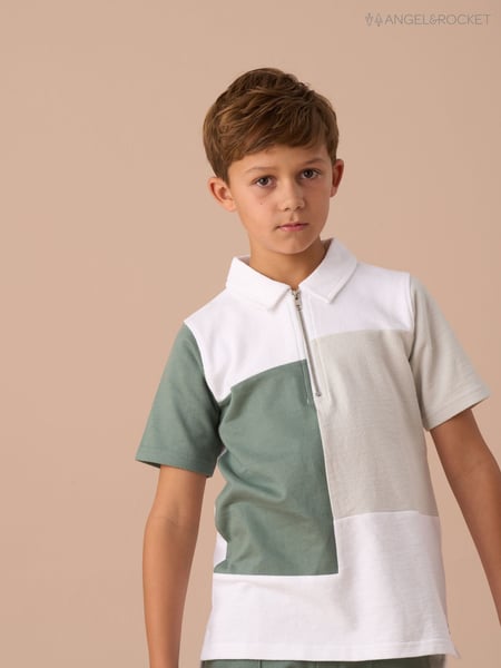 Angel & Rocket White Kane Textured Colourblock Polo Shirt (AP9872) | € 28 - € 39