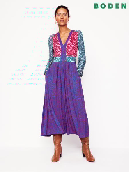 Boden Blue Lily Long Sleeve Heart Midi Dress (AR1374) | € 182