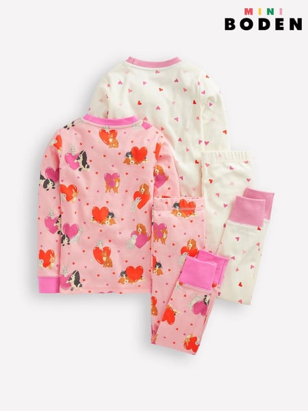 Boden Pink Snug Valentines Heart 100% Cotton Pyjamas 2 Pack (AR1400) | € 26 - € 29