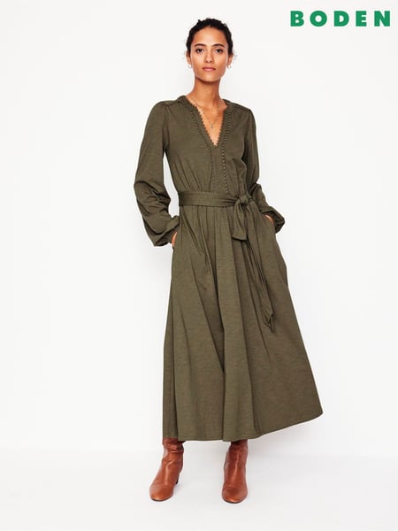 Boden Green Maeve Trim Jersey Midi Dress (AR1425) | € 136