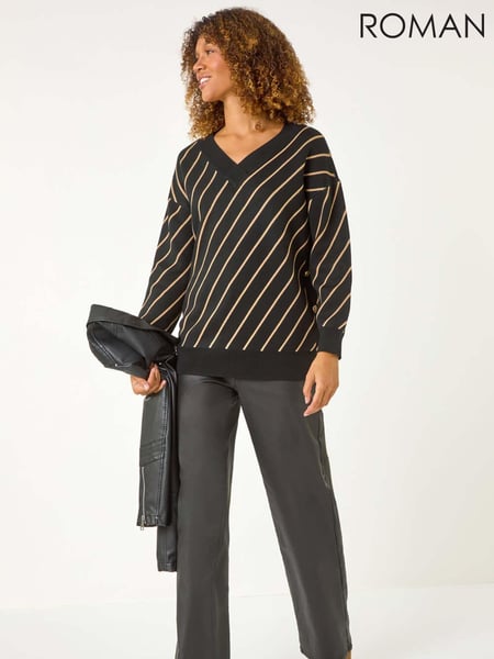Roman Black Horizontal Stripe Knit Jumper (AR1493) | € 66