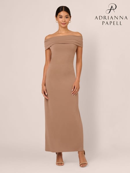 Adrianna Papell Natural Off Shoulder Long Dress (AR2251) | € 201