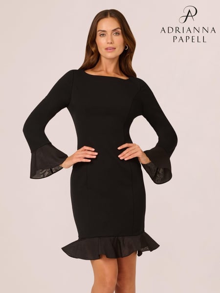 Adrianna Papell Crepe Combo Black Short Dress (AR2253) | € 217