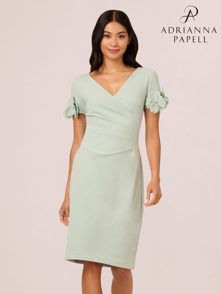 Adrianna Papell Green Knit Crepe Short Dress (AR2258) | € 232
