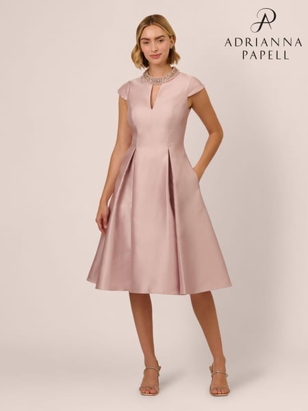 Adrianna Papell Natural Key Hole Mikado Midi Dress (AR2265) | € 310
