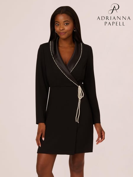 Adrianna Papell Pearl Wrap Blazer Black Short Dress (AR2279) | € 232
