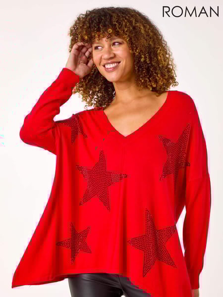 Roman Red Star Detail Hanky Hem Knit Jumper (AR4537) | € 66