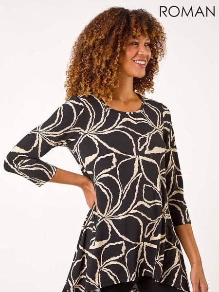 Roman Natural Stretch Floral Print Swing Top (AR4575) | € 56