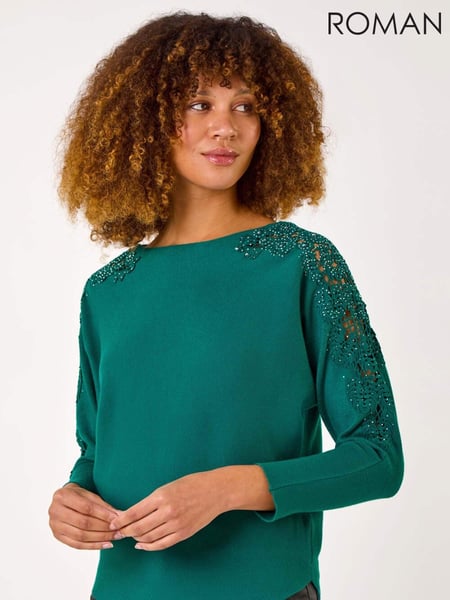 Roman Green Contrast Sleeve Trim Knit Jumper (AR4583) | € 66