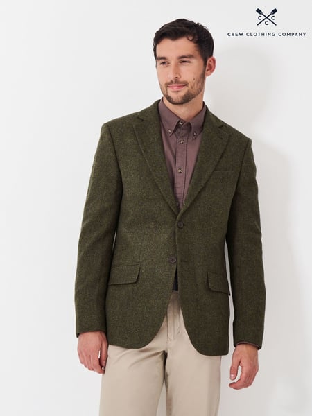 Crew Clothing Green Wool Blend Herringbone Blazer (AR4612) | € 295