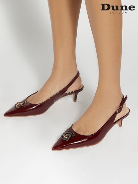 Dune London Burgundy Contact Branded Block Slingback Court Heels (AR4756) | € 186