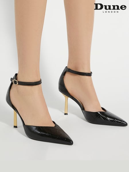 Dune London Black Colly Emerald Heel Open Court Shoes (AR6013) | € 93
