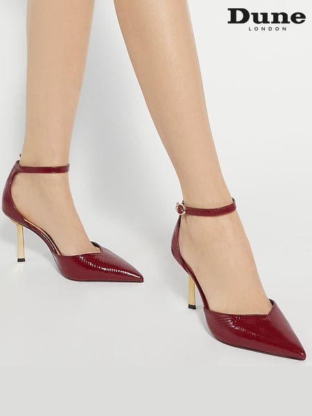 Dune London Red Colly Emerald Heel Open Court Shoes (AR6014) | € 93