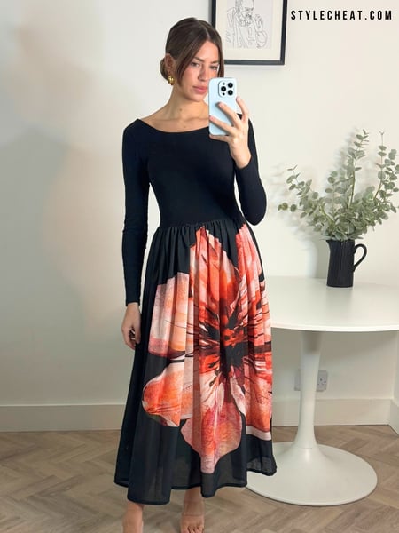 Style Cheat Black Placement Floral Rhoda 2-In-1 Jersey Maxi Dress (AR6276) | € 81