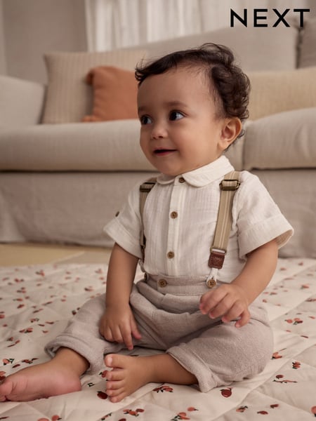 Neutral Baby Shirt Trousers and Braces 3 Piece Set (0mths-2yrs) (AR6782) | € 33 - € 35