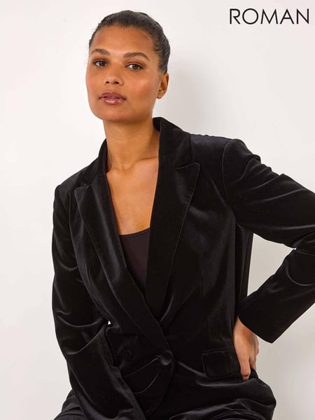 Roman Black Velvet Double Breasted Blazer (AR7767) | € 109