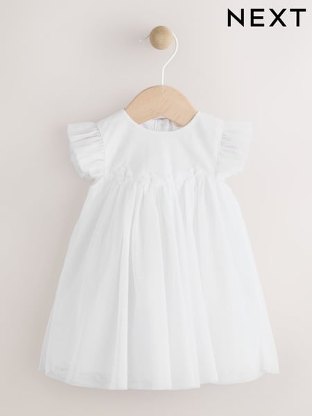 White Mesh Baby Dress (0mths-2yrs) (AR8169) | € 20 - € 23