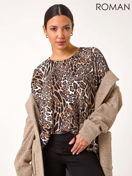Roman Natural Snit Animal Print Top (AR8804) | € 56