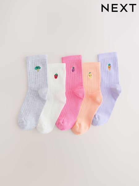 Multi Cotton Rich Embroidered Ankle Socks 5 Pack (AR8934) | € 11 - € 13