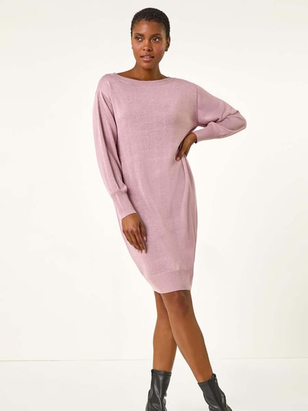 Roman Pink Shimmer Slash Neck Jumper Dress (AR9928) | € 66